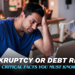 Person on a laptop watching information about Bankruptcy or Debt Relief